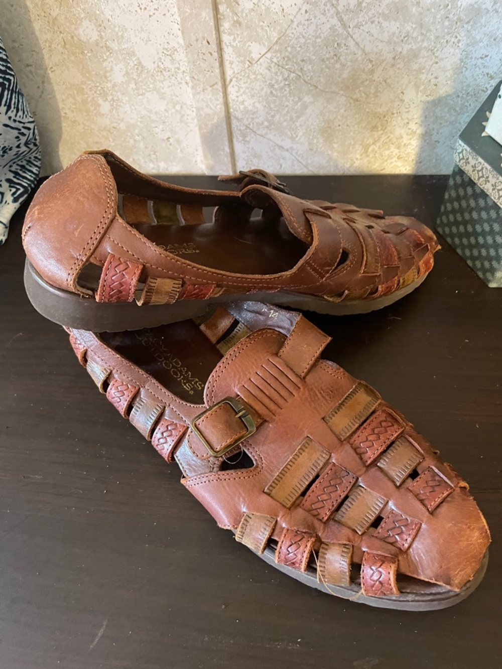 Stacy Adam’s Outdoor Brown Woven Leather Fisherman Sandals Size 8.5